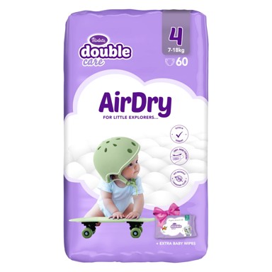 VIOLETA Pelene, Double Care Air Dry MAXI-4, jumbo, 7-18 kg, 60 kom, gratis baby maramice