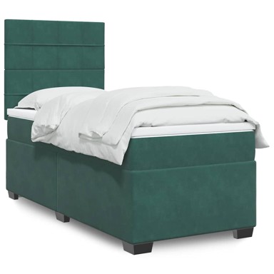 Box spring krevet s madracem tamnozeleni 80 x 200 cm baršunasti