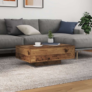 Stolić za kavu s LED svjetlima, staro drvo, 85 x 55 x 31 cm