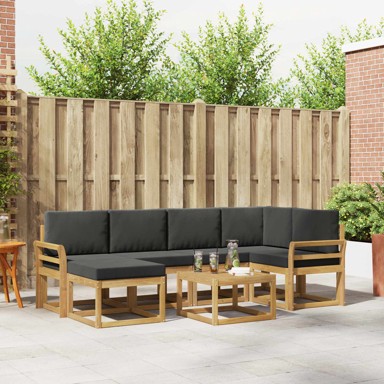 Set vanjskih sofa 7 kom, čvrsto drvo akacije, bijela/antracit