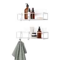 UMBRA Kupaonske police Cubiko 2 kom samoljepljive željezo, bijele