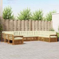 Set sofa 9 kom, akacija, prirodna/krema