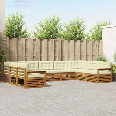 Set sofa 9 kom, akacija, prirodna/krema