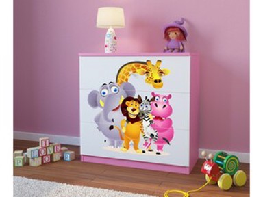 Dječja komoda Zoološki vrt, roza, 80×80×41 cm