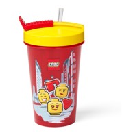 LEGO Čaša sa žutim poklopcem i slamkom Iconic, 500 ml, crvena