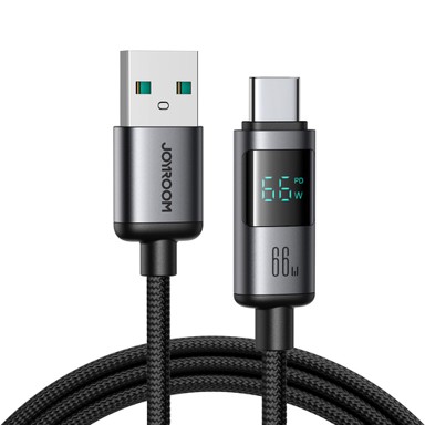 JOYROOM S-A16 Pro Prism Series USB-A na USB-C kabel, 66 W, digitalni zaslon, 1,2 m, crni