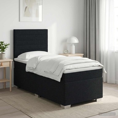 Boxspring krevet s madracem 100 x 200 cm, tkanina, crni