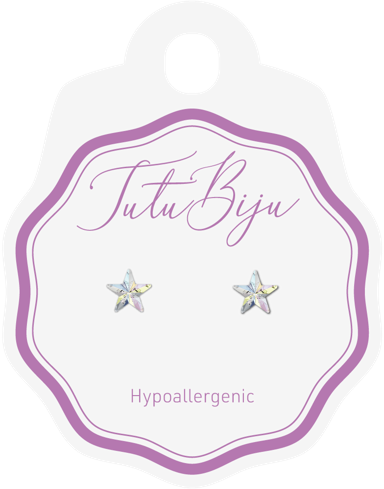 TUTU BIJU Naušnice Star 5.0 mm, aurora boreale, TST50C002