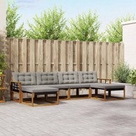 Set vanjskih sofa, 6 kom, s jastucima, prirodna i svijetlo siva