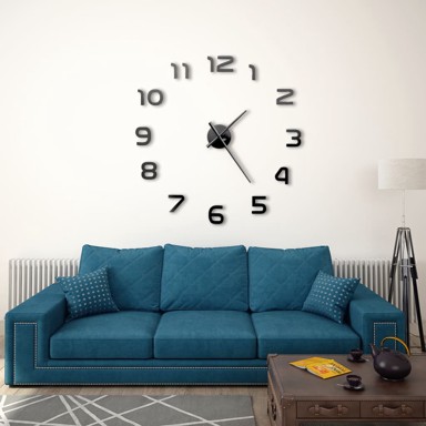 3D zidni sat, moderni dizajn, 100 cm XXL, srebrni