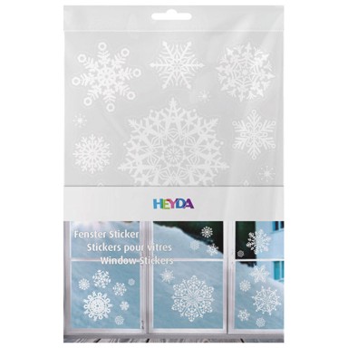 HEYDA Ukrasne naljepnice za staklo Pahulje A4, glitter, 3 lista, bijele