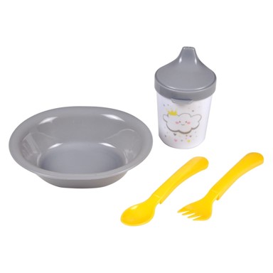 BÉBÉ DOUCEUR Plastičan dječji set posuđa 4 kom Cloud