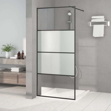 ESG Pregrada za tuš 90x195 cm, crna, napola matirano staklo