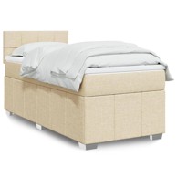 Krevet s oprugama i madracem krem 90 x 190 cm od tkanine
