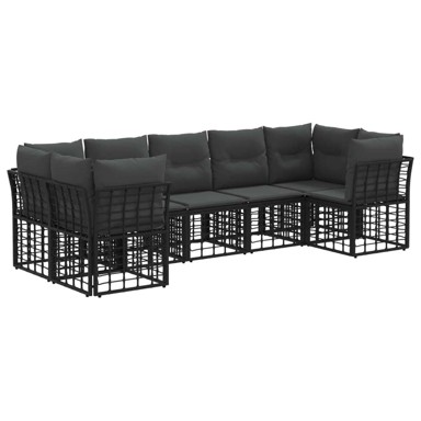 Set vanjskih sofa s jastukom, 7-dijelni, poliester, bijela i bež