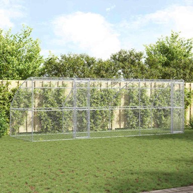 Kućica za pse s pohranom, 3 kom, srebrna, 6 × 2 × 2 m, čelik