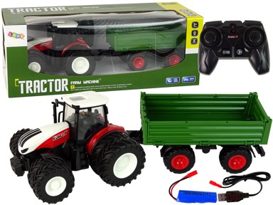RC traktor s prikolicom, 1:24, crvena i zelena 