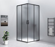 GELCO Tuš kabina SIGMA SIMPLY BLACK, kutna, 1000 x 1000 mm, klizna vrata, Brick staklo, crna mat