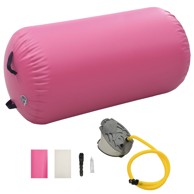 Gimnastički valjak na napuhavanje s crpkom, 120 x 75 cm, PVC, rozi