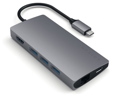 SATECHI Docking stanica ST-TCMA2M, USB-C, 3x USB-A, 1x USB-C, 1x HDMI, 1x ethernet, 1x microSD/SD, aluminij, sivi