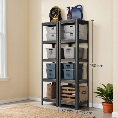 SONGMICS Polica s 5 polica, 37 x 37 x 150 cm, greige
