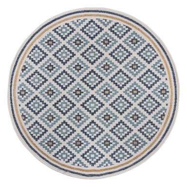 FLAIR RUGS Unutarnji i vanjski tepih Zia Trellis Ø 160 cm, žuti/plavi