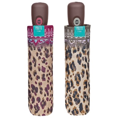 PERLETTI Kišobran Time 26329, automatik, sklopivi, plastična drška, leopard, sortirano