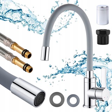 DEXXER Kuhinjska slavina, kromirana s pokretnom cijevi, siva