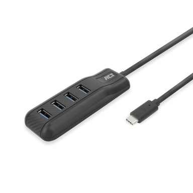 ACT USB-C HUB AC6420, 4-portni USB 3.2 Gen 1, 5 Gbps, crni