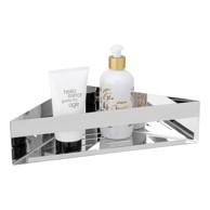 WENKO Kupaonska polica Genova samoljepljiva kutna inox, sjajno srebrna