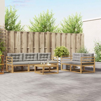 Set vanjskih sofa s jastucima, 6 dijelova, bijelo-svijetlosivi