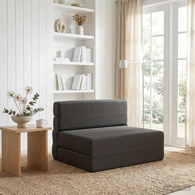 Sofa na razvlačenje, 70 x 72 x 60 cm, tkanina, tamnosiva