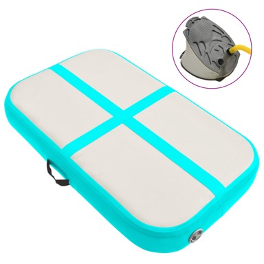 Strunjača na napuhavanje s pumpom, 60 x 100 x 10 cm, PVC, zelena