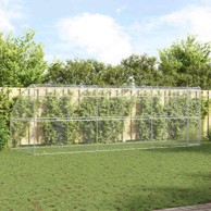 Kućica za pse s pohranom, 3 kom, srebrna, 6 × 2 × 2 m, čelik