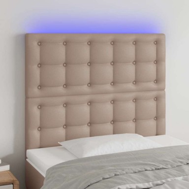 LED uzglavlje 90 x 5 x 118/128 cm od umjetne kože, boja cappuccina
