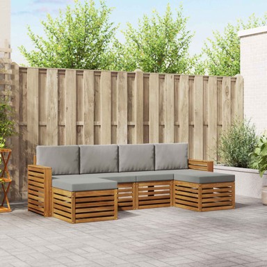 Set sofa, 6 kom, čvrsto drvo akacije, prirodna i svijetlosiva