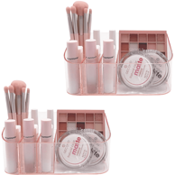 NIKCORP Akrilni organizator za kozmetiku, 9 pretinaca, podesivi, roza boja, set 2 kom
