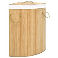 Kutna košara za rublje, 60 L, bambus, siva