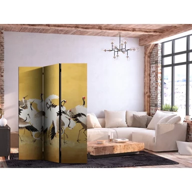 Paravan Japanske ždralove, Jato ptica na zlatnoj pozadini prema slici Ishide Yūteija, 135 x 172 cm