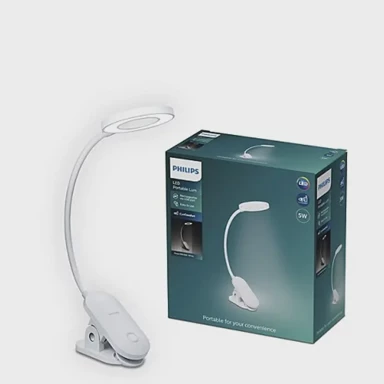 PHILIPS Stolna lampa Forys Clip DSK206, bijela