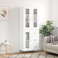 Visoka komoda bijela 69,5x34x180 cm konstruirano drvo