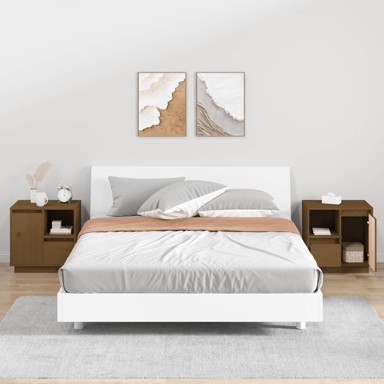 Noćni ormarići 2 kom boja meda 50x34x50 cm od masivne borovine