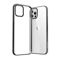 JOYROOM NBS ultra tanka prozirna maskica s metalnim okvirom, iPhone 12 Pro Max, crna