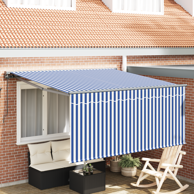 Skrovita tenda L, plave i bijele pruge