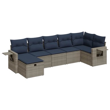 7-dijelni set vrtnih sofa od poliratana, sivi