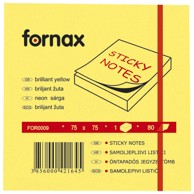 FORNAX Samoljepljivi blok, 75 x 75 mm, 80 listova, neon žuti