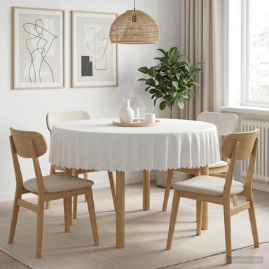 Tkanina za stol okrugla Ø 140 cm, bijela