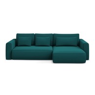 MAKAMII Tirkizna baršunasti sklopiva/s prostorom za odlaganje kutna garnitura (s desnim kutom/s ležaljkom) Kapua, 278x149x82 cm