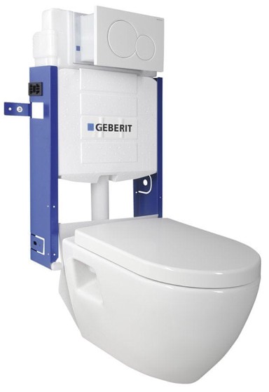 AQUALINE WC set zidni NERA, s podžbuknim vodokotlićem i tipkom Geberit, bijela
