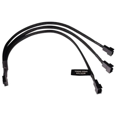 ALPHACOO Kabel Y-splitter 4-pin na 3x 4-pin PWM 30 cm, crni 18680